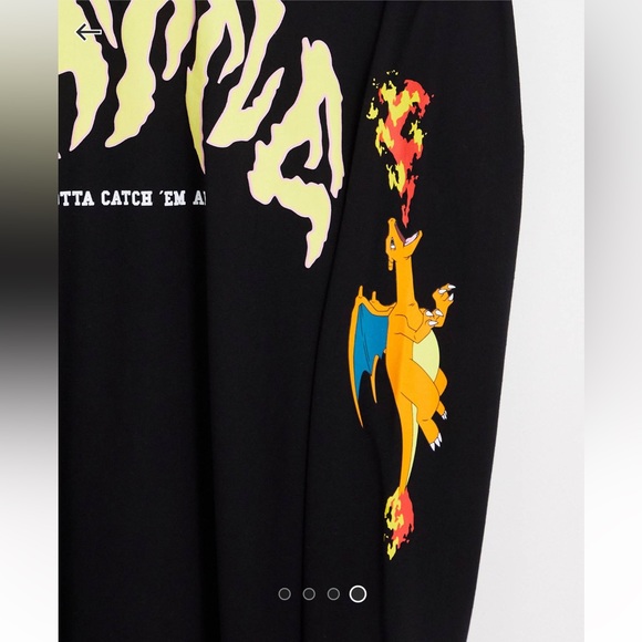 Berhska x Pokemon Long Sleeve T-Shirt with Charizard Graphic Print - Picture 4 of 9